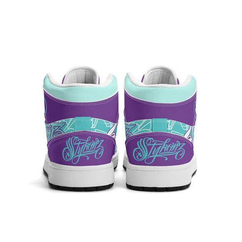Metari 6T7 High Top Snekonz feat Stykonz Turquoise Mix Script | Hip Hop Streetwear Kicks - Stykonz Graffiti Streetwear